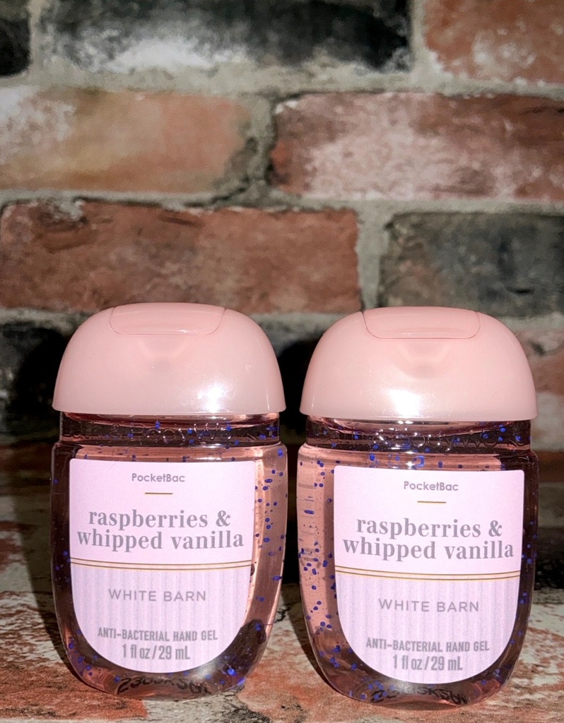 2 Bath & Body Works Raspberries & Whipped Vanilla PocketBac Hand Gel Sanitizer