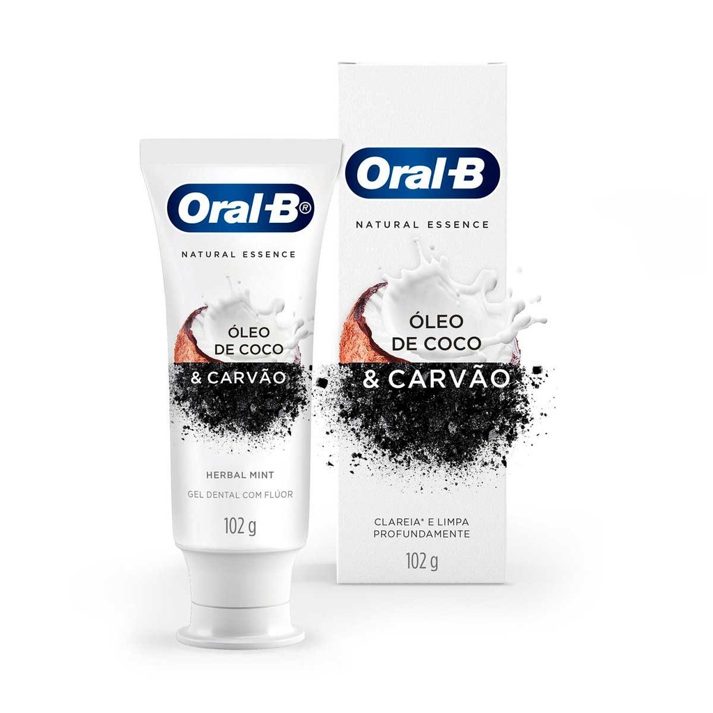 Creme Dental Oral-B Natural Essence Com leo De Coco & Carvo 102g